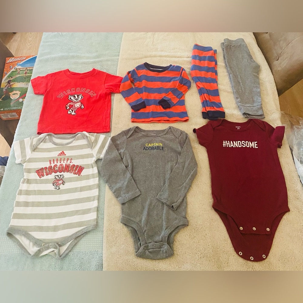 boys infant toddler bundle Wisconsin Badgers Onesies Sleep set gray pants 24M